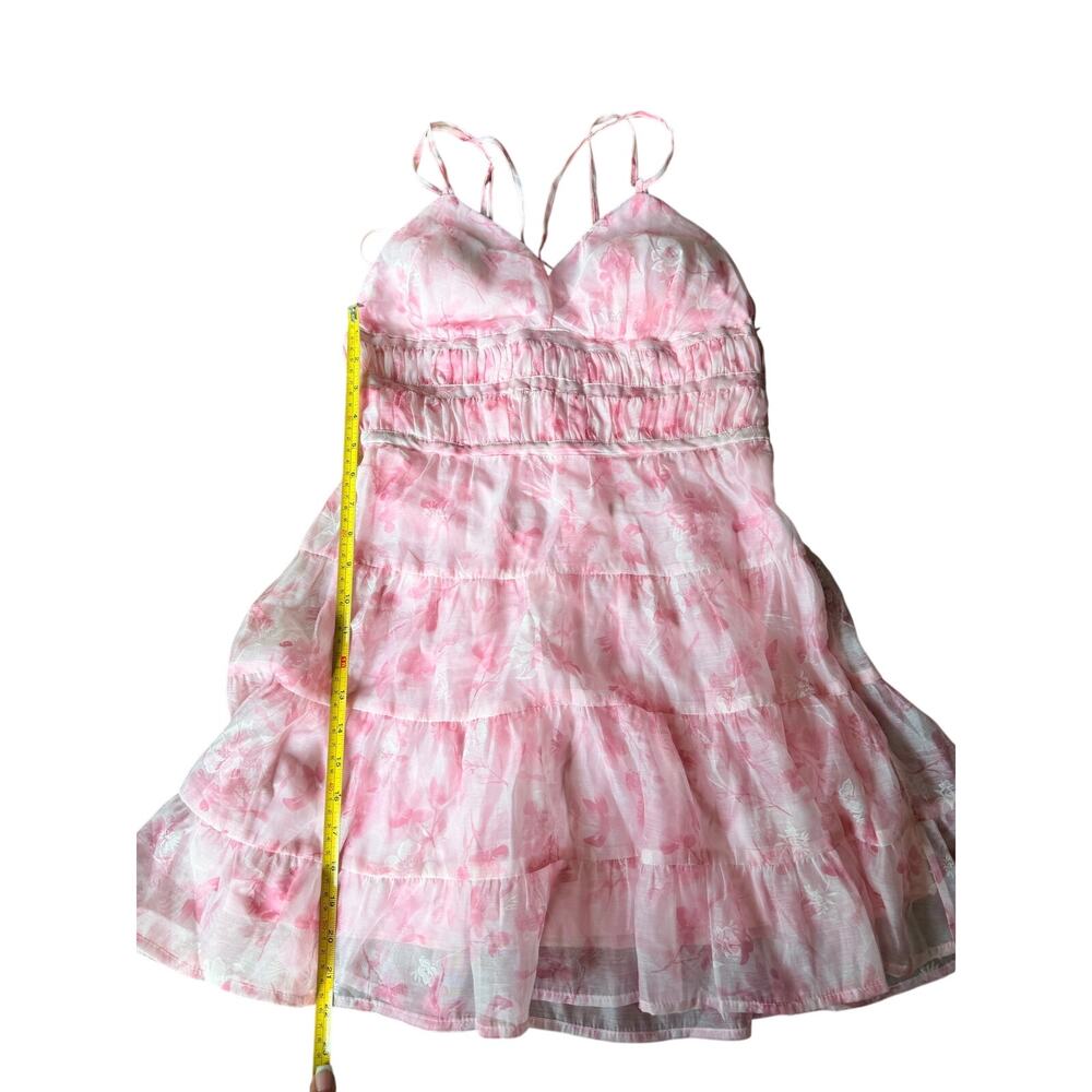 Layered with Love Floral Tiered Minidress Falling Flowers Pink Size Small NWOT
